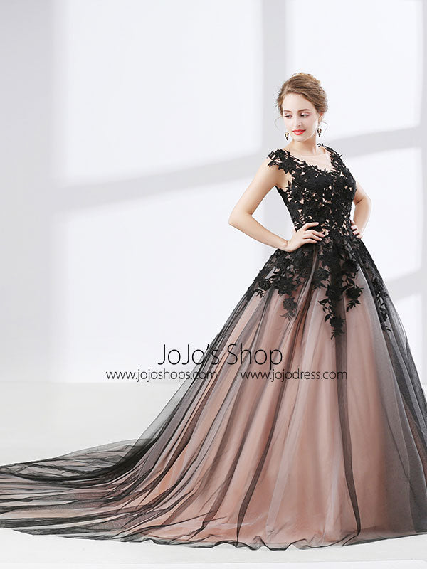 Black Lace Ball Gown Formal Prom Dress
