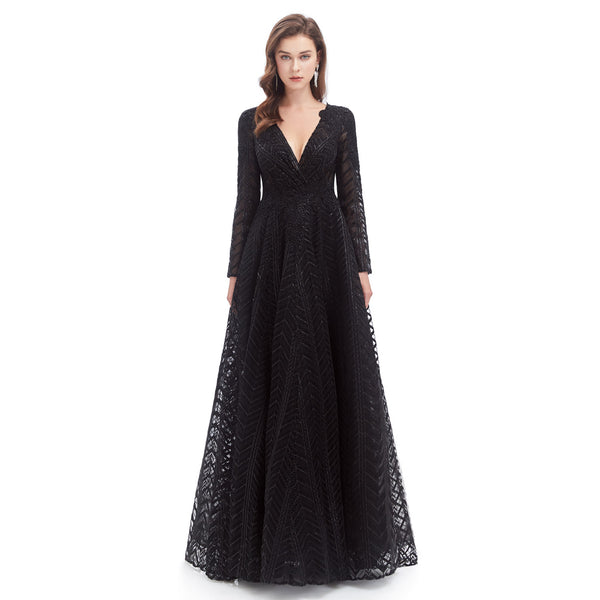 Black Maxi Lace Long Formal Evening Dress EN4607