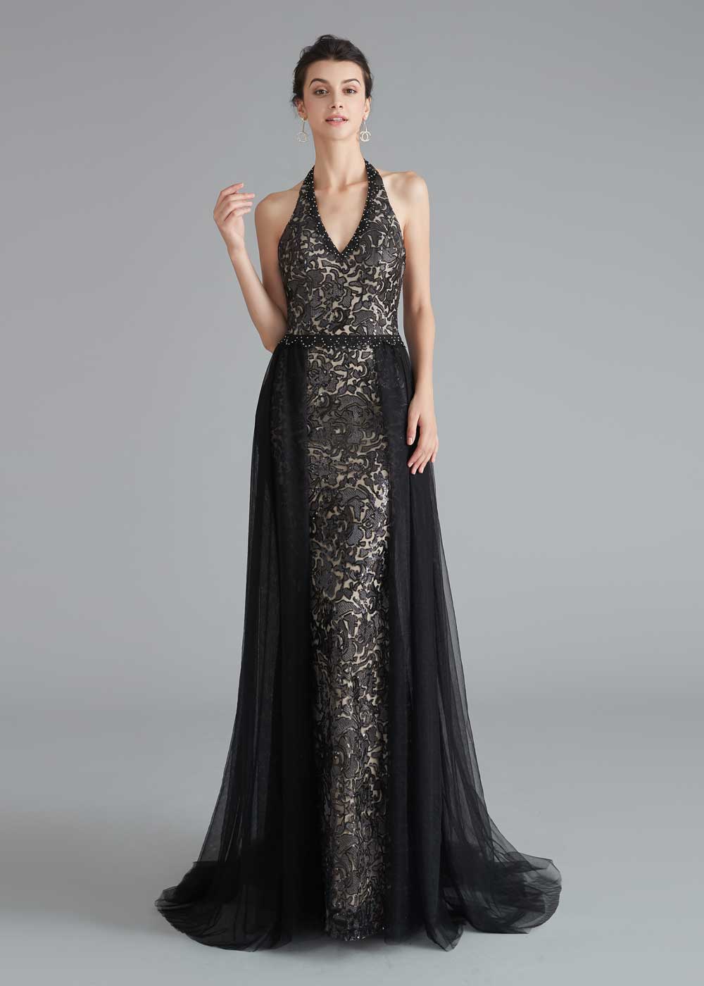 Black Halter Long Formal Prom Home Coming Dress