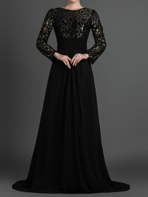 Modest Prom Used Formal Gowns Near Me Black Modest Long Sleeves
