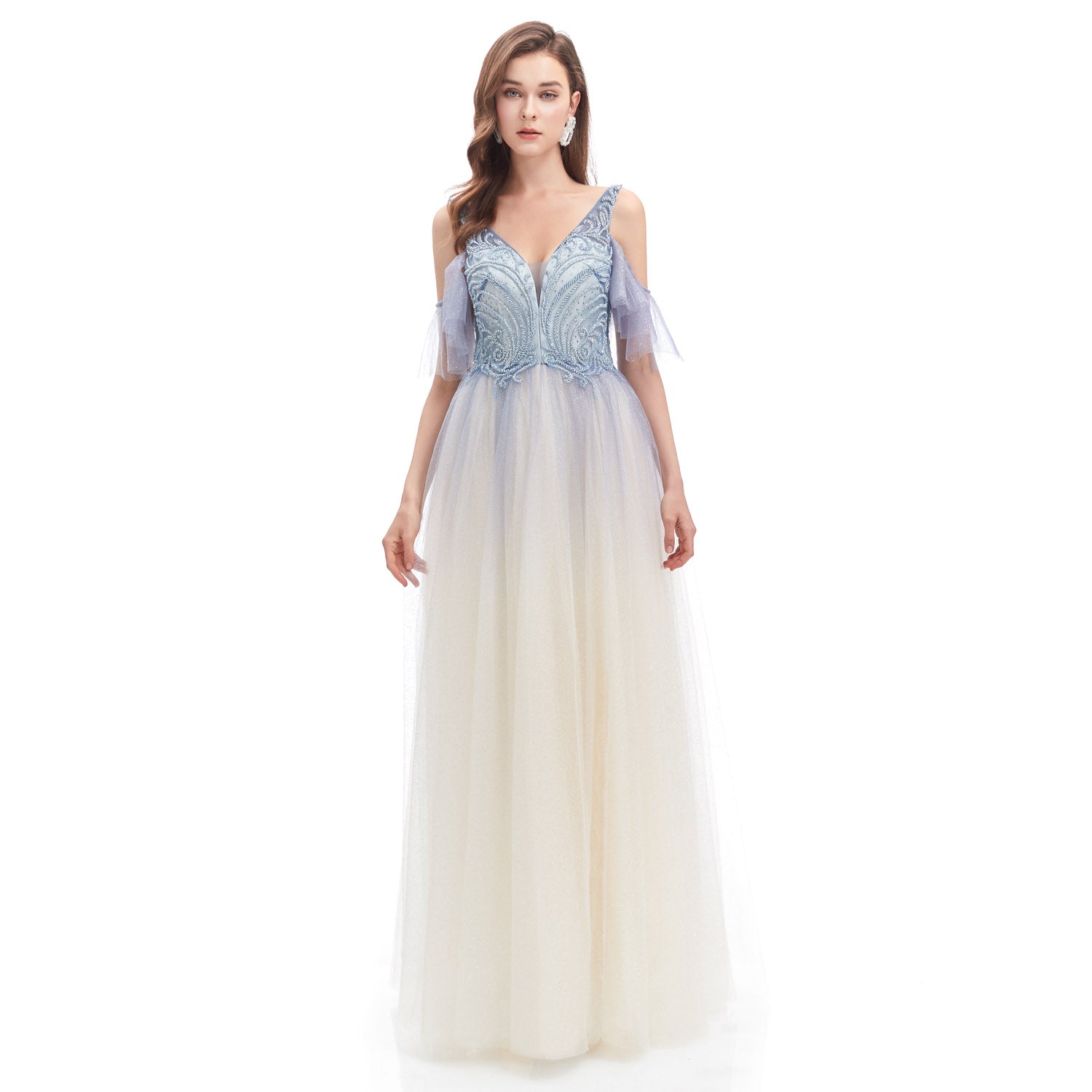 Gray Blue Ombre Maxi Full Length Formal Evening Dress EN4611 Custom Size Gray Blue Ombre Maxi Full Length Formal Evening Dress EN4611 Custom Size
