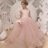 Blush Pink Girls Ball Gown Princess Dress