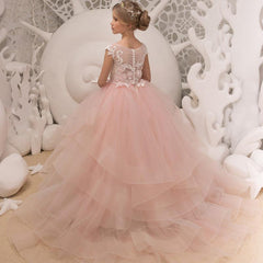 Blush Pink Girls Ball Gown Princess Dress