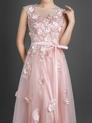 Blush Pink Long Formal Prom Evening Dress
