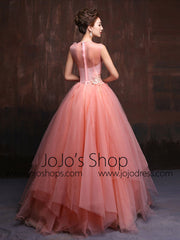 Whimsical Modest Blush Pink Fairy Tale Quinceanera Ball Gown X016