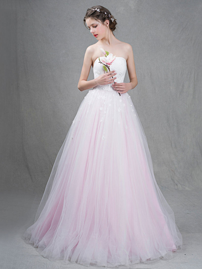Strapless Blush Pink Princess Formal Prom Dress Strapless Blush Pink Princess Formal Prom Dress