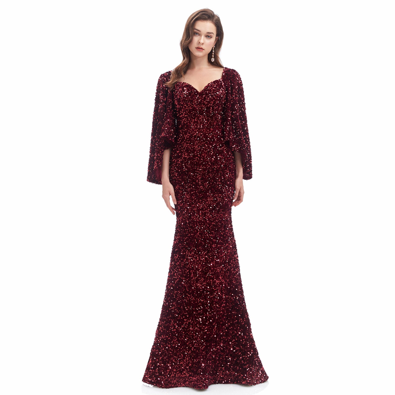 Burgundy Sparkly Maxi Formal Evening Gown EN4608 Size 4 / Burgundy Burgundy Sparkly Maxi Formal Evening Gown EN4608 Size 4 / Burgundy