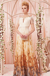 Grecian Short Sleeves Yellow Prom Formal Evening Dress CX830381