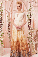 Grecian Short Sleeves Yellow Prom Formal Evening Dress CX830381