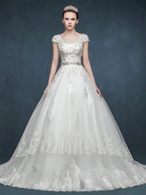 Cap Sleeves Lace A-line Dress with V Neck