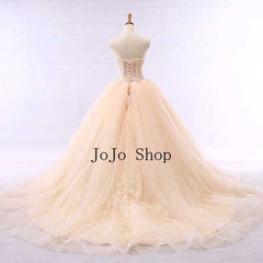 Champagne Strapless Ball Gown Formal Evening Dress RS210108