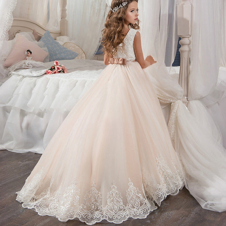 Girls Champagne Sleeveless Formal Ball Gown