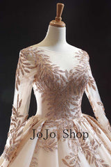 Champagne Lace Ball Gown Quincerea Formal Evening Dress RS210112