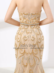 Halter Style Champagne Formal Evening Gown for Beauty Pageant