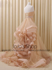 Strapless Champagne Formal Pageant Dress