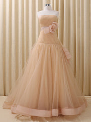 Strapless Champagne Formal Pageant Dress