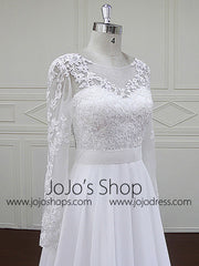 Long Sleeves Lace Dress with Chiffon Skirt | BB004