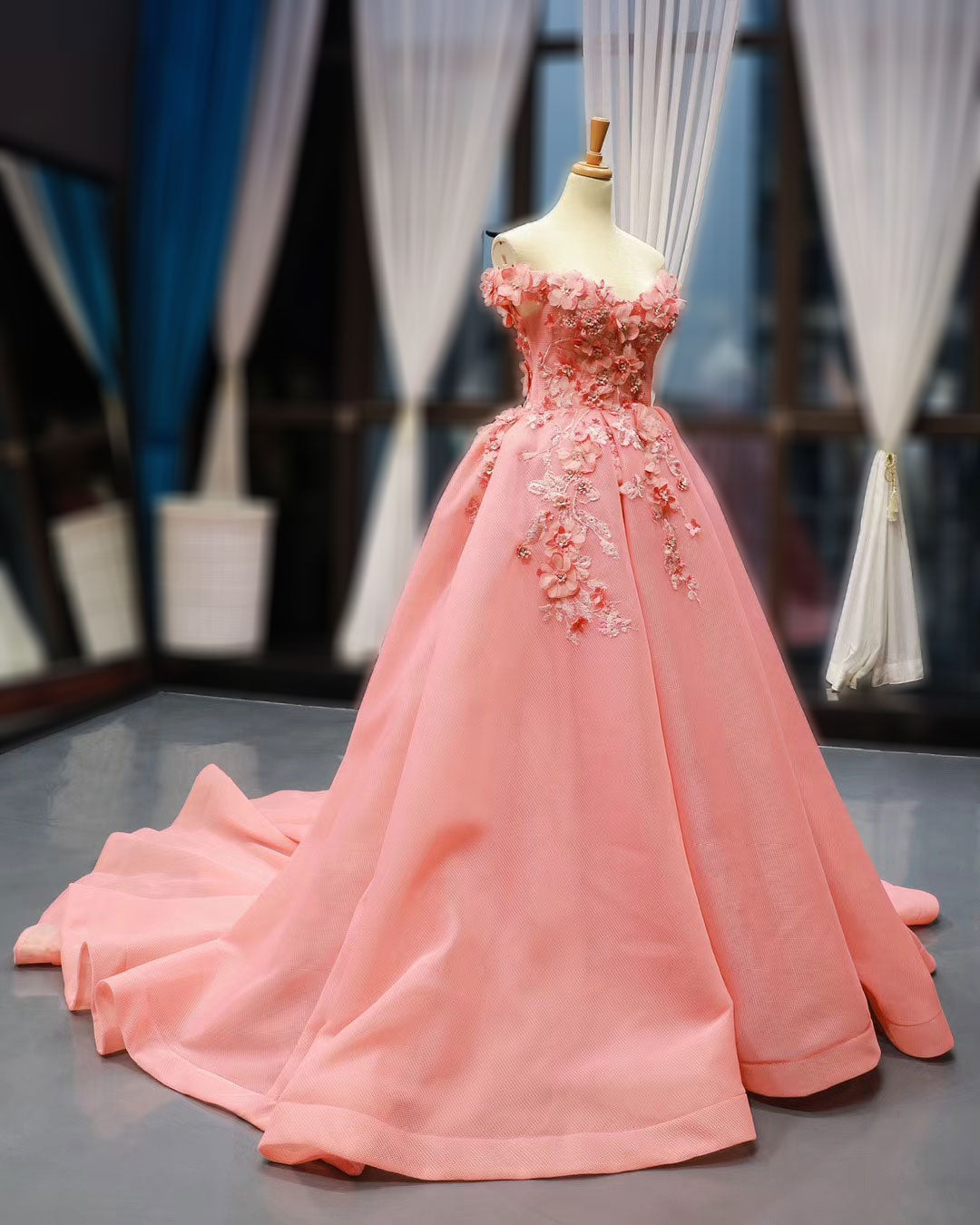 Pink colour top ball gown