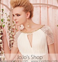 Short Sleeves Yellow Prom Formal Evening Dress CX830381