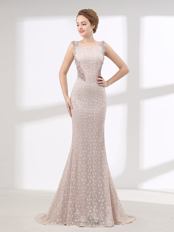 Elegant Long Formal Prom Evening Dress wtih Beautiful Back Design Custom Size / Gray Elegant Long Formal Prom Evening Dress wtih Beautiful Back Design Custom Size / Gray