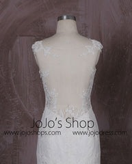 Fit and Flare Mermaid Lace Dress with Illusion Neckline and Illusion Back | QT85330
