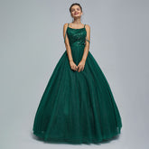 Forest Green Ball Gown Maxi Prom Evening Dress with Straps EN5305