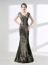 Elegant Gold Sequins Formal Prom Pagaent Evening Dress