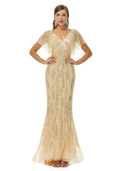 Gold Shimmery Gala Formal Prom Evening Dress EN4905