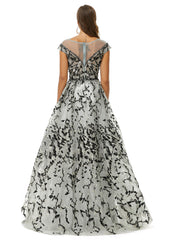 Black Gray Maxi Formal Prom Gala Evening Dress EN4511