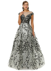 Black Gray Maxi Formal Prom Gala Evening Dress EN4511