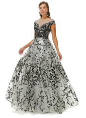 Black Gray Maxi Formal Prom Gala Evening Dress EN4511