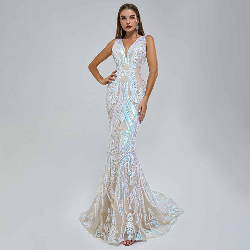 Iridescent Sequins Maxi Mermaid Formal Prom Evening Dress EN5409 Iridescent Sequins Maxi Mermaid Formal Prom Evening Dress EN5409