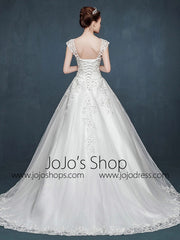 Fairy Tale Lace A-line Dress with Cap Sleeves LY1004
