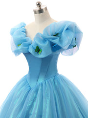 Blue Off Shoulder Cinderella Dress with Butterflies Lite Version EN109