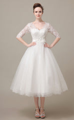 Tea Length Lace Dress with Sleeves DV2078