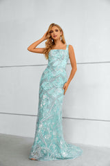 Mint Green Maxi Floor Length Formal Prom Evening Dress EN5610