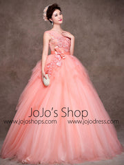 Blush Pink Quinceanera Tulle Ball Gown Home Coming Prom Dress