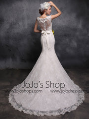 Modest Vintage Lace Fit and Flare Mermaid Dress X029