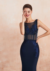 Navy Beaded Formal Evening Dress EN223424357