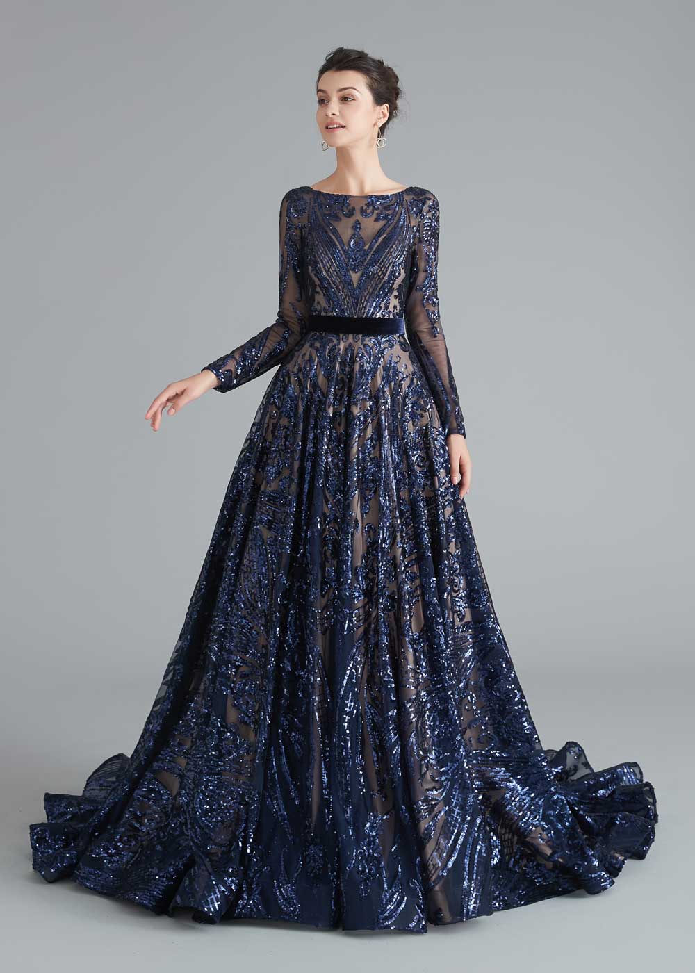 Navy Blue Sequin Shimmery A-line Home Coming Prom Dress Size 18W / Navy Navy Blue Sequin Shimmery A-line Home Coming Prom Dress Size 18W / Navy