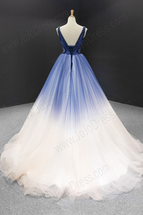 Blue Changing Color Ball Gown Formal Prom Dress RS2007  