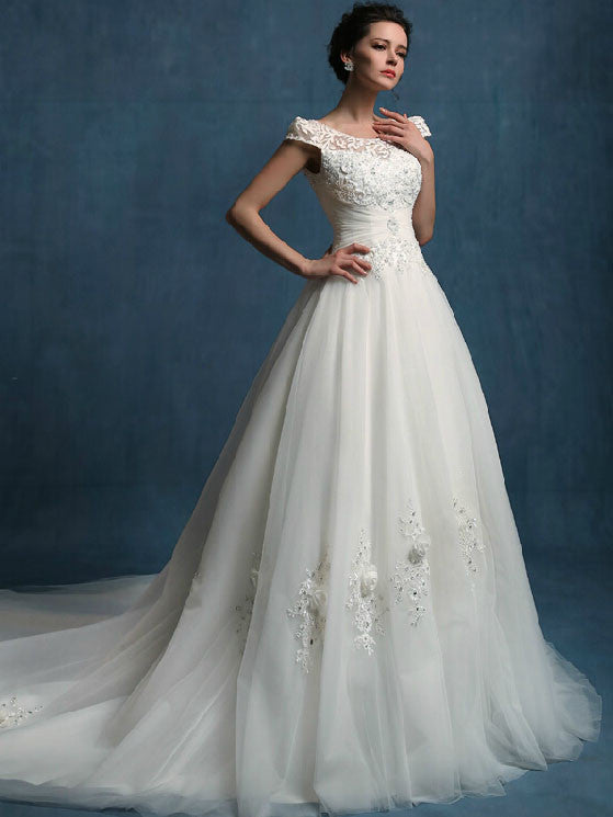 Elegant A-line Dress with Cap Sleeves Elegant A-line Dress with Cap Sleeves