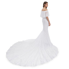 Off the Shoulder Lace Mermaid Wedding Dress EN4808