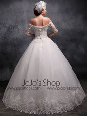 Off the Shoulder Sleeves Lace Debutante Ball Gown Dress X026