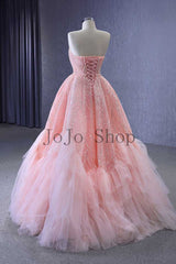 Peach Ball Gown Quincerea Formal Evening Dress RS210110