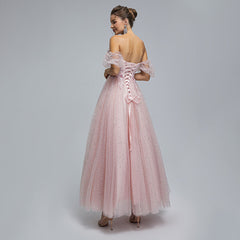 Pink Long Formal Prom Dress with Sparkly Skirt EN5303
