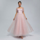 Pink Long Formal Prom Dress with Sparkly Skirt EN5303