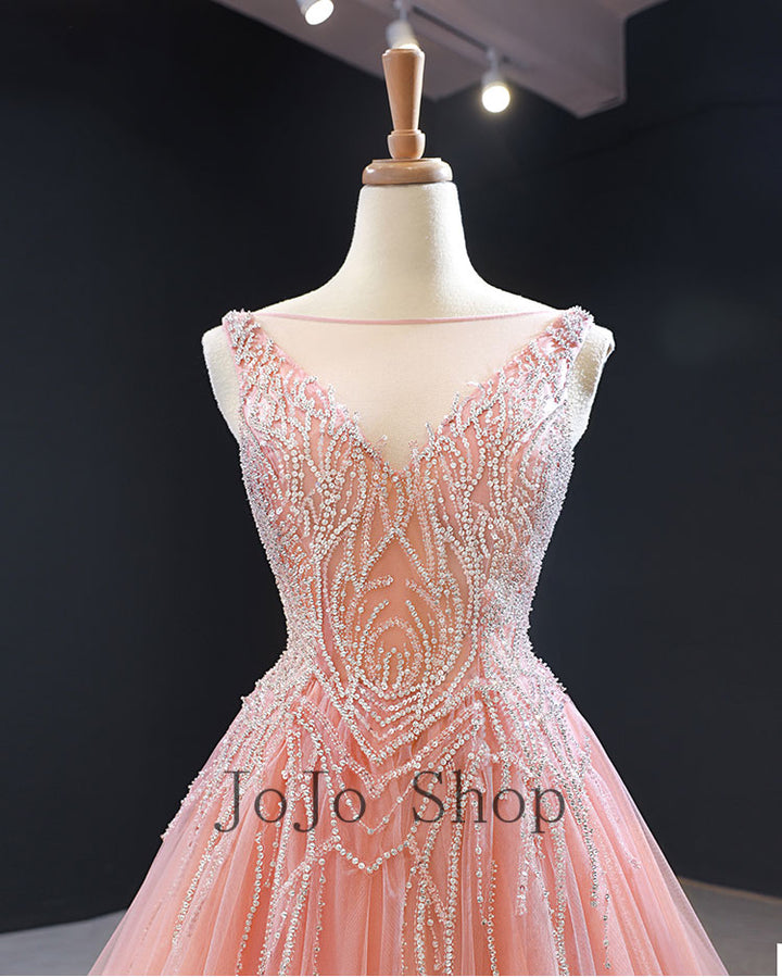 Peach Ball Gown Evening Dress RS210104