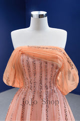 Peach Ball Gown Stage Evening Dress RS202101