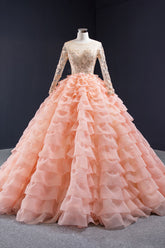 Peach Ruffle Sweet Sixteen Ball Gown Dress RS2014